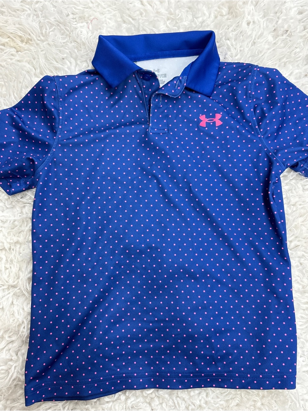 Under Armour Blue Polo with Pink Dot Print